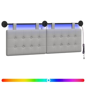 vidaXL Tête de lit suspendue Avec lumière LED Gris nuage Tissu
