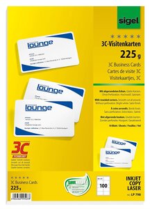 Cartes de visite 3c  85 x 55 mm  225 g extra blanc  100 sur 10f sigel
