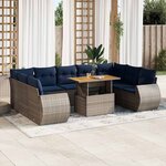 vidaXL Salon de jardin avec coussins 10 Pièces gris résine tressée