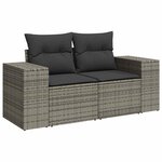 vidaXL Salon de jardin avec coussins 7 Pièces gris résine tressée