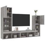 vidaXL Unités murales TV avec LED 4 Pièces gris sonoma bois d'ingénierie
