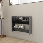Vidaxl armoire à chaussures murale gris brillant 80x18x60 cm aggloméré