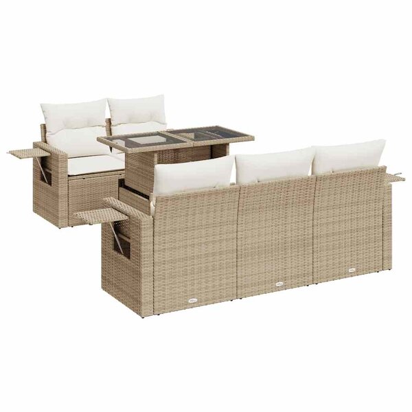 vidaXL Salon de jardin avec coussins 6 Pièces beige résine tressée