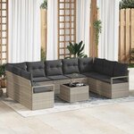 vidaXL Ensemble de canapé de jardin avec coussin 10 Pièces Gris clair