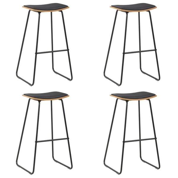 vidaXL Tabourets de bar lot de 4 noir similicuir