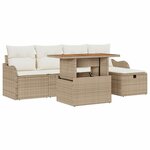 vidaXL Ensemble de canapé de jardin 6 Pièces Beige Poly rotin