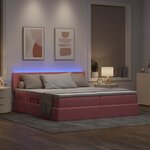 vidaXL Lit de rangement LED avec matelas Rose 180 x 200 cm Velours