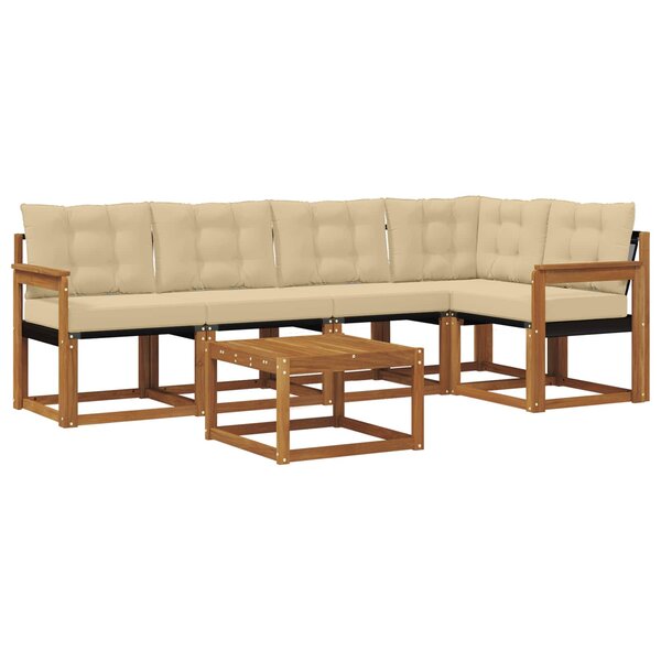 vidaXL Ensemble de canapés d'extérieur 6 pc Naturel et Beige