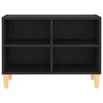 vidaXL Meuble TV avec pieds en bois massif Noir 69 5x30x50 cm