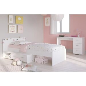 PARISOT Chambre enfant complète 2 pièces - Lit + bureau - Style essentiel - blanc