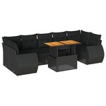 vidaXL Salon de jardin 8 Pièces avec coussins noir résine tressée