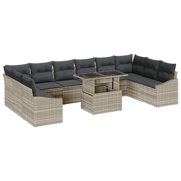 vidaXL Ensemble de canapé de jardin 11 Pièces Gris clair et gris foncé
