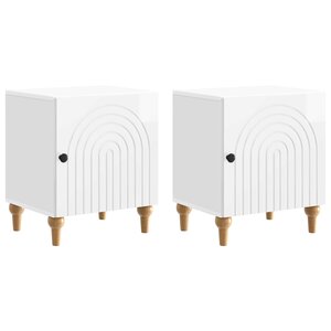 vidaXL Cabinet de chevet 2 Pièces Blanc brillant 43 x 34 5 x 50 cm