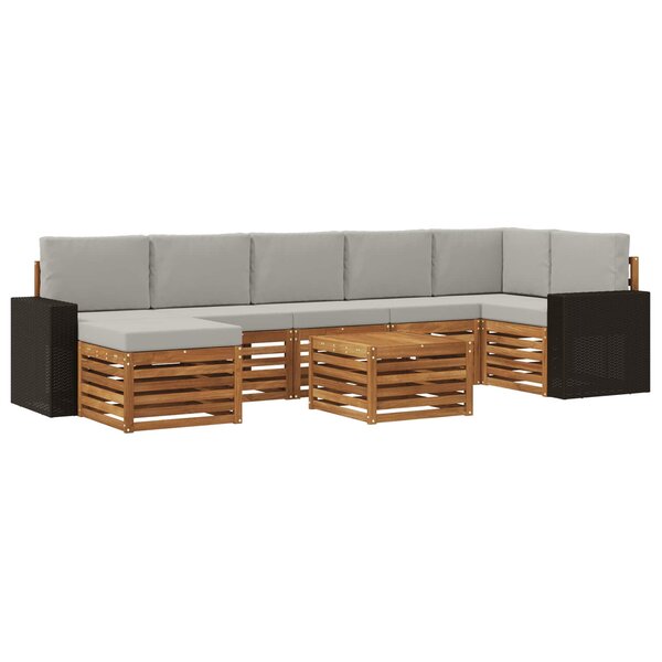 vidaXL Ensemble de canapés d'extérieur 8 pc Naturel et gris clair
