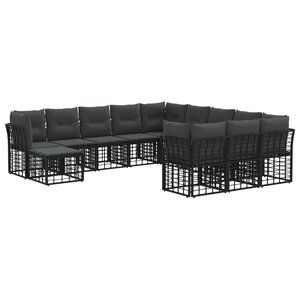 vidaXL Ensemble de canapés d'extérieur 12 pc Noir et Gris foncé