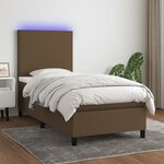 vidaXL Sommier à lattes de lit et matelas et LED Marron foncé 90x190cm