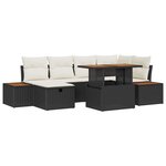 vidaXL Ensemble de canapé de jardin 7 Pièces Noir polyrotin