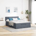 vidaXL Cadre de lit ottoman avec matelas gris foncé 140x200 cm velours