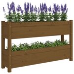 vidaXL Jardinière Marron miel 112x25x66 cm Bois massif de pin