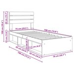 vidaXL Cadre de lit Bois ancien 75 x 190 cm Pin massif