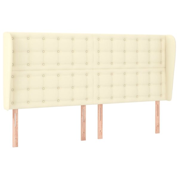 vidaXL Tête de lit avec oreilles Crème 183x23x118/128 cm Similicuir