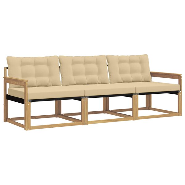 vidaXL Ensemble de canapés d'extérieur 3 pc Blanc et Beige