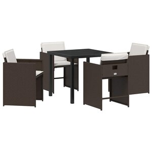 vidaXL Ensemble de salle à manger pour jardin 5 Pièces Marron polyrotin