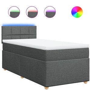 vidaXL Sommier à lattes de lit et matelas Gris foncé 90x190 cm Tissu