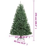 vidaXL Sapin de Noël artificiel à charnières avec support vert 270 cm