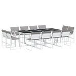 vidaXL Ensemble à manger de jardin avec coussins 13Pièces blanc textilène
