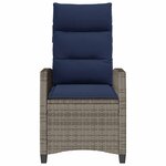 vidaXL Chaise de jardin inclinable avec table d'appoint gris polyrotin
