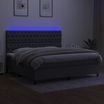 vidaXL Sommier à lattes de lit et matelas et LED Gris foncé 200x200 cm
