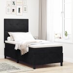 Lit à ressorts vidaXL avec matelas noir 90x200 cm en velours