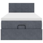 vidaXL Cadre de lit ottoman et matelas gris foncé 90x200 cm velours