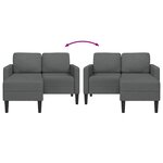 vidaXL Canapé 2 places avec méridienne en L gris foncé 125 cm tissu