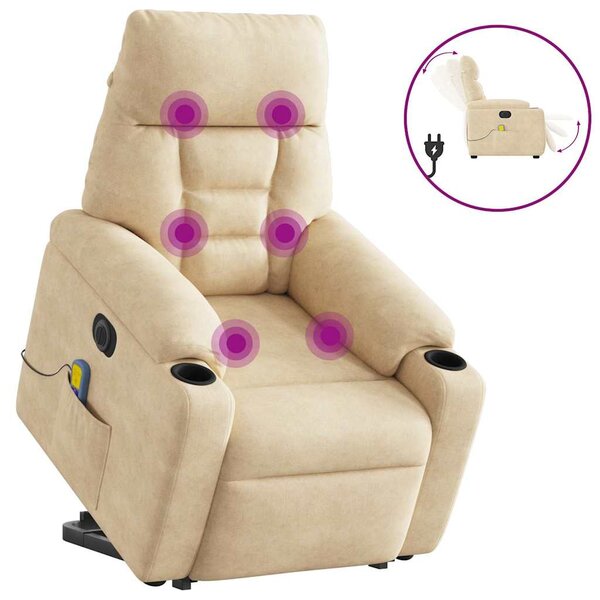 vidaXL Fauteuil inclinable de massage électrique crème