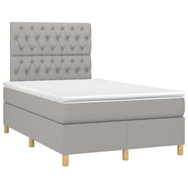 vidaXL Sommier à lattes de lit et matelas gris clair 120x190 cm tissu