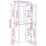 vidaXL Haut Armoire Bois Ancien 69 5 x 34 x 180 cm Bois d'ingénierie