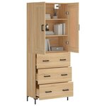 vidaXL Buffet haut Chêne sonoma 69 5x34x180 cm Bois d'ingénierie