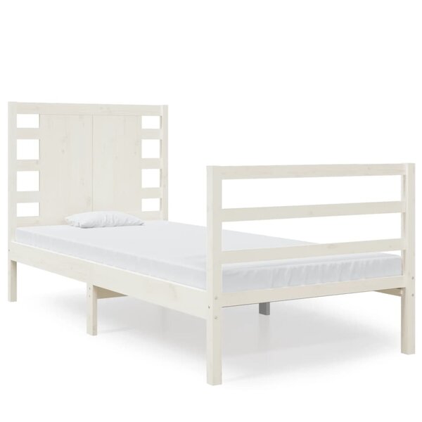 vidaXL Cadre de lit Blanc Bois de pin massif 75x190 cm Petit simple