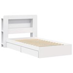 vidaXL Cadre de lit avec rangement Blanc 90 x 200 cm Bois d'ingénierie