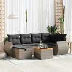 vidaXL Salon de jardin avec coussins 7 Pièces gris résine tressée