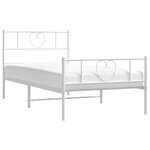 vidaXL Cadre de lit métal sans matelas avec pied de lit blanc 75x190cm