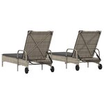 vidaXL Chaises longues avec coussins lot de 2 gris résine tressée