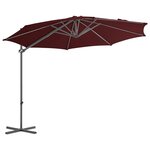 vidaXL Parasol de jardin en porte-à-faux mât en acier rouge bordeaux