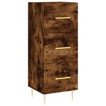 vidaXL Buffet haut Chêne fumé 34 5x34x180 cm Bois d'ingénierie