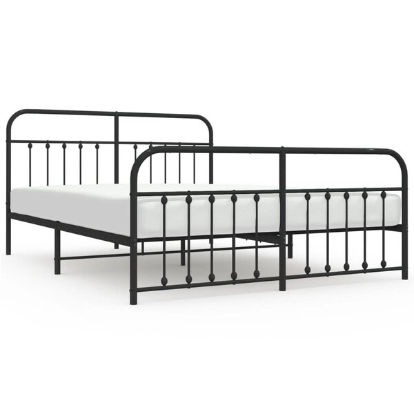 vidaXL Cadre de lit métal avec tête de lit/pied de lit noir 183x213 cm