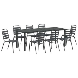 vidaXL Ensemble de salle à manger pour jardin 9 Pièces Anthracite