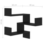 vidaXL Étagères d'angle murales 2 Pièces noir 40x40x50 cm bois ingénierie