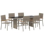 vidaXL Ensemble de salle à manger pour jardin 7 Pièces Gris